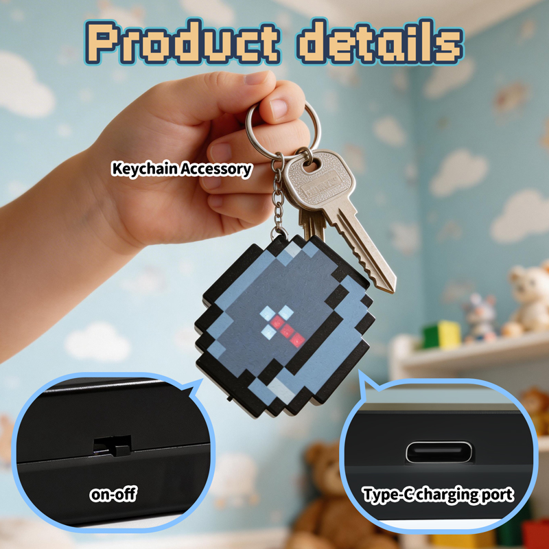 Gaming Accessories For 7 Year Old.Boy - 2026 NIEUW Oplaadbaar Pixel Kompas Sleutelhanger